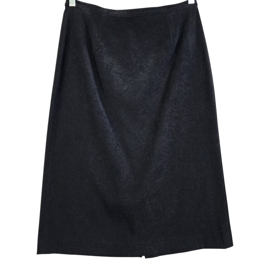 Talbots Womens Vintage‎ Wool Blend A Line Midi Skirt Petite Size 8 Black Stretch